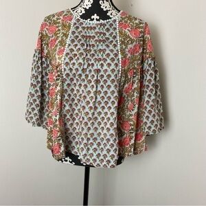 Rachel Zoe Mixed Print Floral Boho Prairie Top
